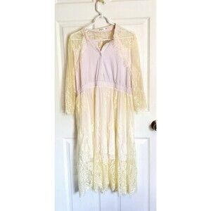 Meaneor Womens Dress White Size XXL New With Tags Yellow Lace Overskirt And Trim